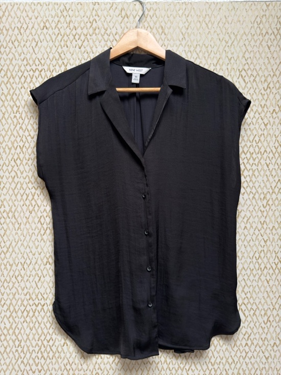 Nine West Tops - Nine West Black Sleeveless Button Down Shirt Blouse Minimal Chic XS